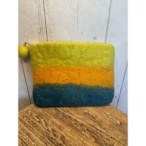 Felted Wool Coin Purse Wallet Cute Green Yellow Blue NEW! Wallets Boho